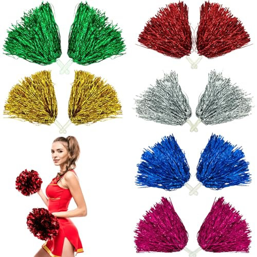Leikurvo 12 Stücke Cheerleading Pom Poms, Sport Pompons Cheers Ball Pompoms Cheerleader Pompons für Sportveranstaltungen, Ballspiele, Tänze, Karnevalspartys Verwendet (6 Farben)