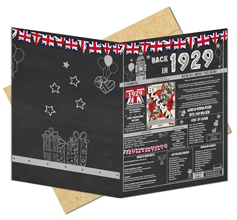 96:e födelsedag presentidéer för män eller kvinnor. Tillbaka 1929 gigantiska gratulationskort. Födelsedagsfest dekor hemtillbehör. Present till honom eller hennes 96 år gammal. Vintage 13 x 9 kort med