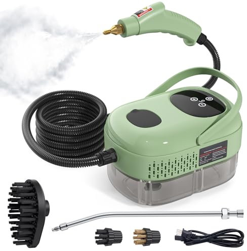 Irishom Steam Cleaners - 2500W High Pressure & High Temperature Pressurized Steam Cleaning Machine 1.1L 3 Bar Portable Handheld Steam Cleaner with 3 Brush Heads for Home Use/Car Detailing