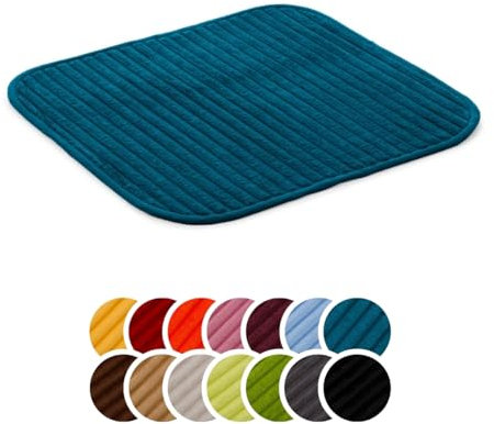 liebling Badteppich mit Anti-Rutsch-Beschichtung aus PVC Noppen, Cord-Optik, 100% Polyester, Serie Potsdam, 50 x 45 cm, 30 Grad waschbar, Fußbodenheizung geeignet, Farbe: Petrol