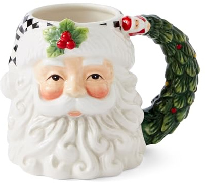 Spode Christmas Tree Santa Toby Mug - Festive Coffee Mug with Charming Decorative Santa Design - Holiday Tea Cup, Perfect for Hot Beverages, Coffee, Cocoa & More - Dishwasher & Microwave Safe