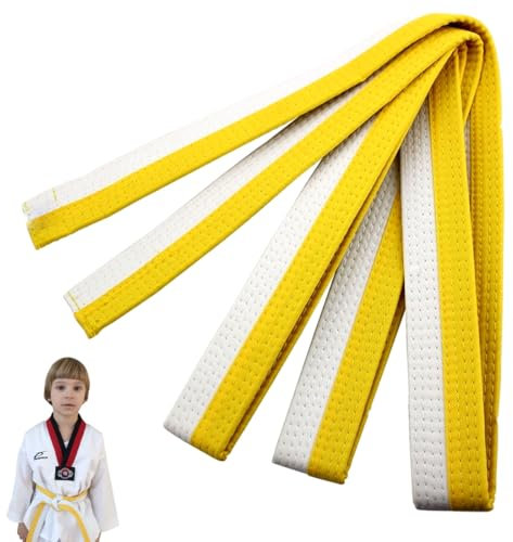 XPEX 200 cm Judo gürtel Judo Karate Gürtel Belt Kampfkunst Karate Judo Baumwolle Taekwondo Belts Professioneller Karate Aikido Belt für Kinder Erwachsene Kampfsportgürtel (Gelb+Weiß)
