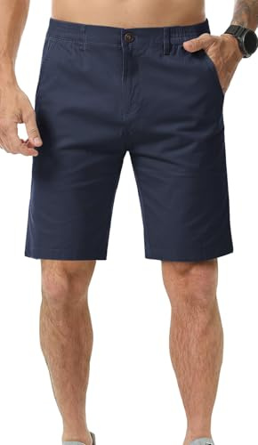 Zetieny Hombre Pantalones Cortos Chinos de Corte Clásico Pantalón Corto Talle Ajustado Algodón con 4 Bolsillos