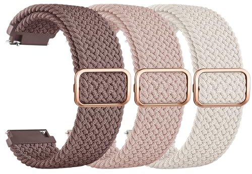 Amzpas 3 stycken armband för Samsung Galaxy Watch 4 40 mm 44 mm armband kvinnor män, nylon justerbart flätat ersättningsarmband för Samsung Watch 4 Classic 46 mm 42 mm