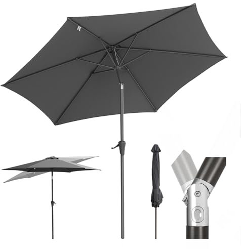 Sekey Sonnenschirm 270cm mit UV50+ Schutz, Wasserabweisend Gartenschirm mit Kurbelbedienung – Ideal für Garten, Balkon & Terrasse