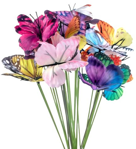 MUNSKT 26 pièces Ensemble de Piquets de Papillons de Jardin Ornements Imperméables en PVC 3D pour L'extérieur Cour Patio Planteu Pot de Fleur Printemps Jardin Décoration