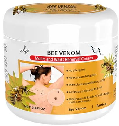 Removedor De Verrugas Y Etiquetas De Veneno De Abeja, Crema Para Tratamiento De Verrugas Y Lunares De Veneno De Abeja Lenaro, Crema Reparadora De Veneno De Abeja, Fácil Aplicación Y Sin Irritación