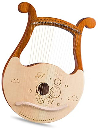 Harpa， 19-strängad lyraharpa mahognyharpa musikinstrument med reservsträngar stämnyckel for nybörjare