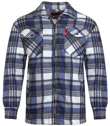 Mens Padded Lumberjack Flannel Shirt Jacket – Sherpa Thick Quilted Check Work Shirt Coat with Sherpa Faux-Fur Lined Hood or Collar Heavy Duty Workwear Unisex Casual Top S-5XL
