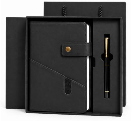 SIMDAO Anteckningsbok och penna presentpaket, A5 fodrad läderjournal anteckningsbok med penna presentask, 200 sidor 100 Gsm tjockt linjerat papper, personlig organisatör läderjournal, A5-dagbok för