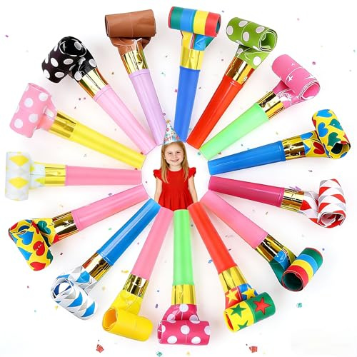 wutdgeg 30 pezzi partito trombette,trombette capodanno,fischietti colorati,fischietti di compleanno multicolori, giocattoli rumorosi pieni di gadget,rumorosi,per matrimoni, Natale, feste, compleanni