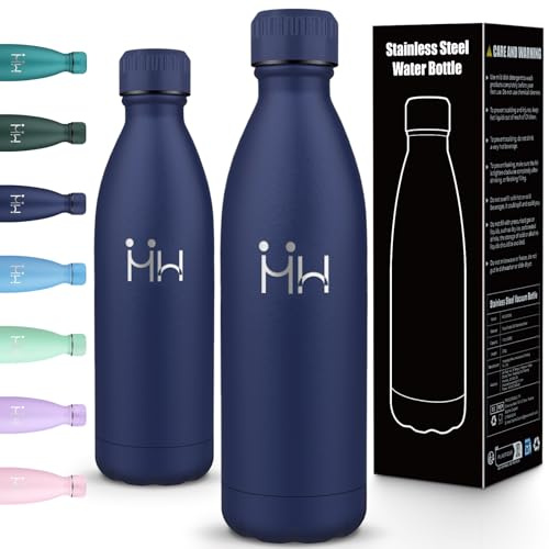 Motswedi Botella Termica 1 Litro, Doble Aislamiento al vacío, Botella Agua Acero Inoxidable, Termo de Agua para Bebida Fría y Caliente, para Oficina, Deporte, al Aire Libre, Azul profundo 287C