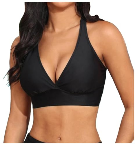 Solid Top Bikinis Parte Superior de Bikini de Tirantes Ajustables Top Bikini Push Up Bañadores Natacion Traje debaño Sexy Bañador Deportivo deMujer para Piscina