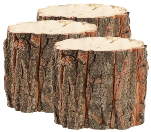 JOYOFREELY Fioriera Da Esterno in Corteccia 3 Pezzi Vasi in Legno Naturale Per Giardino E Decorazione Casa Contenitori Resistenti Per Piante Rustiche