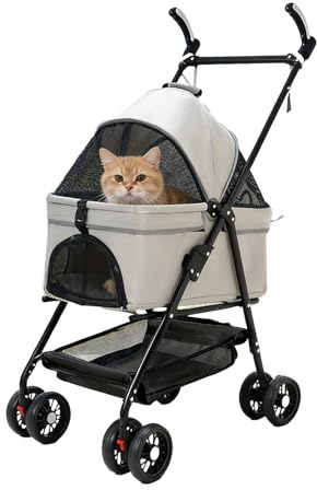 Carrito plegable para mascotas con transportador extraíble y cesta