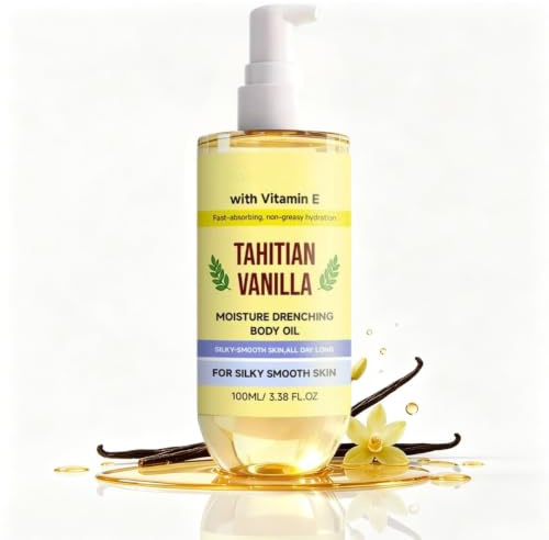 Tahitian Vanilla Body Oil 100ml,Moisturizing Vanilla Body Oil for Dry Skin