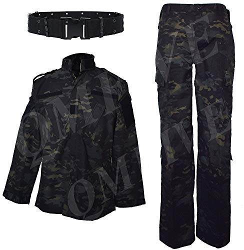 Tactical Suit, Men’s Camouflage Camo Combat BDU Jacket Shirt & Trousers Uniform War Game Army Military Paintball Airsoft Hunting Shooting Camo