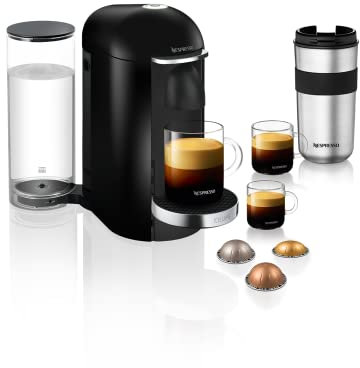 KRUPS Nespresso Vertuo Plus - Cafetera de cápsulas Depósito de agua de 1,7 L. negro/acero