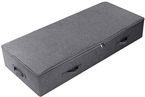 Amonsen Large Unterbett Aufbewahrungsbehälter aus Leinen-Gewebe für Unterbettkommode mit für Bettwäsche/Kleidung/Decken/Kissen Faltbar Groß, Schwarz Grau