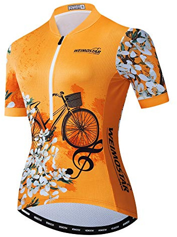 Bike Trikot Damen Radtrikot Half Zipper MTB Tops Bekleidung Mountain Road Fahrradbekleidung atmungsaktiv Biker Racing Shirts für Damen Damen Fahrradbekleidung Sommer Orange L