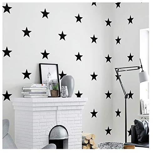 QSCTYG Carta da Parati autoadesiva Bambini Semplice Moderna Bianco e Nero a Cinque Punte Stella di Carta da Parati Eco-Friendly Camera Ragazzi e Ragazze in Camera Stella Wallpapers 66