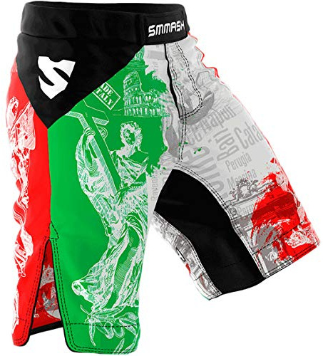 SMMASH MMA Shorts Herren Thaibox Muay Thai Hose Boxhose Sporthose Trainingsshorts Atmungsaktiv Kletterverschluss Abriebfest