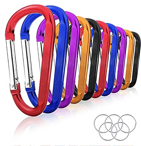 10 Pack 3'' Aluminum Spring Snap Hook Carabiner D Ring Carabiner Clip Camping Accessories Fishing Hiking Traveling and Keychain Craebuer