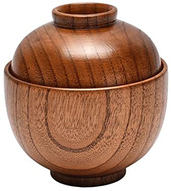 LOVIVER Cuenco de Madera con Tapa para Almacenamiento de Alimentos, para Servir de Estilo japonés, Cuenco para Frutas, Frutas,