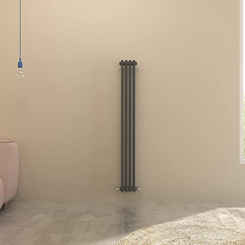 Anthracite Traditional Radiator Cast Iron Style Vertical Radiator Double Columns Heating Centre Radiator for Bathroom,Living Room and Kitchen1500x200mm
