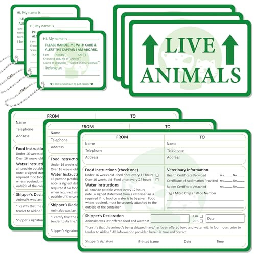 YHNTGB 18 Stück lebende Tier-Aufkleber Etiketten für Fluggesellschaften Frachtkisten inkl. zerbrechliche Pfeilmarkierungen ideal für den Versand von Verpackungstieren sicher diese Seite nach oben