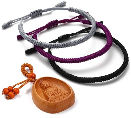 LUCKY BUDDHIST Tibetanska lyckoarmband, 3 st, buddhistisk gåva, handgjorda. Justerbara till din handled. För män och kvinnor. Vänskapsarmband av flätat tyg.