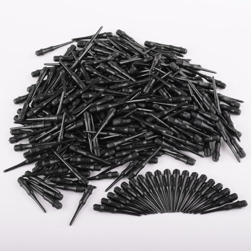 Deetenks Soft Dart Tips 500 Pack 2BA Thread Plastic Soft Tip Dart Points Soft Dart Tips Replacement Dart Accessories for Dartboard-Black