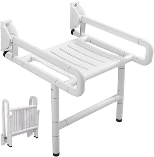 Siège De Douche Rabattable Mural Tabouret De Douche Antidérapants Chaise De Douche Banc De Bain avec des Jambes Tabouret De Siège pour Femmes Enceintes, Personnes Âgées, Handicapées(Color:1)