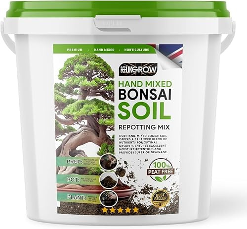 UK Grow - Premium Bucket of Bonsai Soil - Expertly Blended for Healthy and Thriving Bonsai Trees, Available in 1L, 2L, 3L, 5L, 10L, and 20L Buckets (Bucket, 5, Litres)