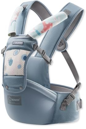 SONARIN Multifunktionell ergonomisk babyhållare för höftsäte, justerbar bärare, höftbärare, frambärare, babyhållare, midjepall för nyfödda till småbarn (blå)