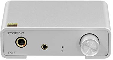 AOSHIDA Topping DX1 AK4493S DAC Headphone Amp, XU208 DSD256 32Bit/384kHz USB DAC, USB to RCA/3.5mm/6.35mm 280mW×2 Headphone Amplifier, Hi-Res Audio Discrete LNRD DA Converter (Silver)