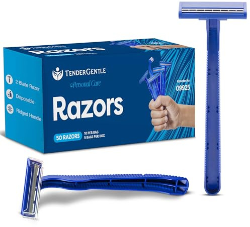 Disposable Razors for Men and Women - Pack of 50 Shavers - 2 Blade Razors, Bulk - for Shaving, Tattoos, Hospitality, and More