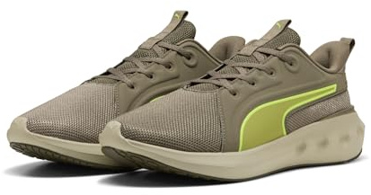 PUMA Adult Softride Carson Running Shoes 45 Velvet Moss Loden Green Yellow Alert Brown