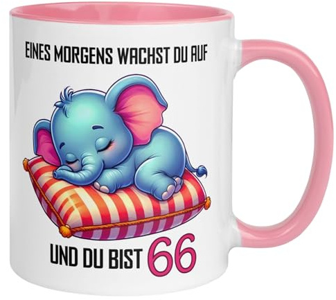 66 Geburtstag Frau Geschenk | Eines Morgens wachst du auf und du bist 66 | Lustige Geburtstagstasse mit Spruch 66. Geburtstag | 66ter Geburtstag - Witzige Tasse als Geburtstagsgeschenk für Frauen