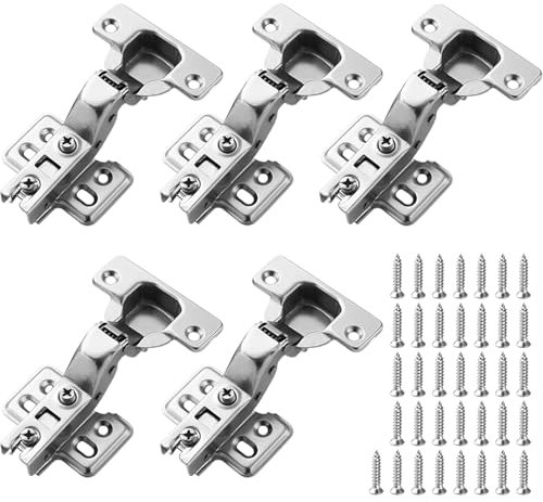 6 Piezas bisagras para puertas de armario, 110 Grado Bisagra para muebles, Bisagras de Resorte Plegables con 36 Tornillos, Bisagras Puertas Cocina, Adecuado para Puertas de Armario de Cocina