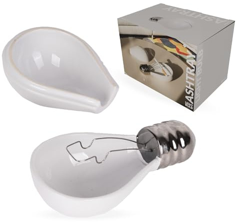 Fisura – Cenicero original bombilla. Cenicero de cerámica divertido con forma de bombilla. Para cocina, exterior o interior. Cerámica. Medidas: 13 cm x 7,8 cm.