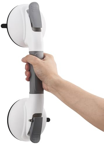 TAILI Poignée Ventouse Salle de Bain, Sans perçage, Supporte 150 KG, Gris | Handicapées, 5s install, barre d'appui pour personnes âgées/femmes enceinte, carrelage/verre/marbre, douche/WC, amovible