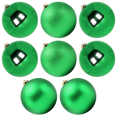Benjia Extra Large Size Outdoor Christmas Ornaments, Oversized Huge Big Shatterproof Xmas Christmas Plastic Balls for Outside Lawn Yard Tree Hanging Decorations (6/150mm, Green, 8 Packs)