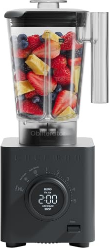 Chefman Obliterator 48 oz Countertop Blender for Smoothies, 1380W Motor to Crush Ice, Nuts, and Frozen Fruit with Stainless Steel Blade, Auto Blend Function, Includes Tamper and Scraper
