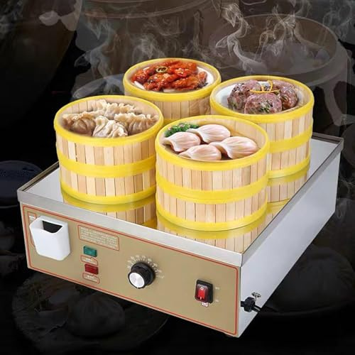 Cuiseur vapeur électrique avec alarme de combustion à sec et réglage de température constante de 30 à 110 °C, 6 trous pour petits pains cuits à la vapeur, idéal pour les petits déjeuners commerciaux