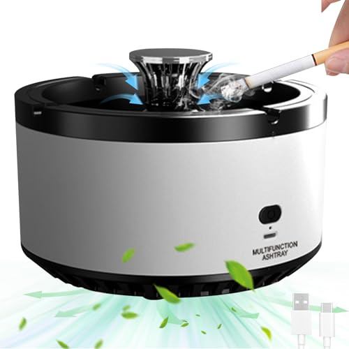 Ceniceros sin humo para el hogar para interiores purificador de aire 2 en 1 con filtro recargable por USB portátil de 14 x 10 cm.