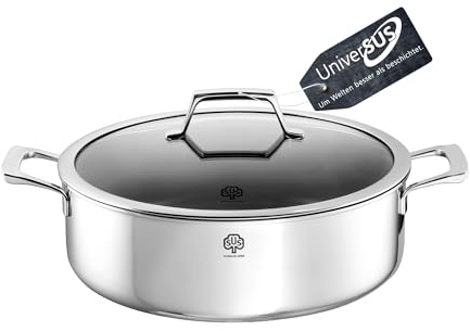 Schulte-Ufer Schmortopf Quasar mit UniverSUS-Oberflächenstruktur und Energiekern, ohne PFAS/PTFE, 9545-28, Edelstahl, 28 cm
