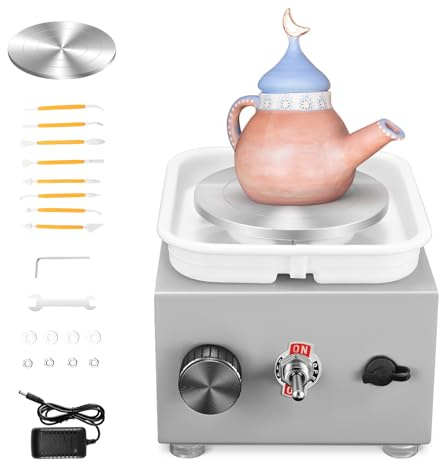 Tornio per Ceramica Mini Ruota di Ceramica Elettrica 2000 giri/min,Macchina Ceramica con Giradischi da 6,5/10 cm Tornio,per Negozi di Ceramica Fai Da Te e Hobbisti