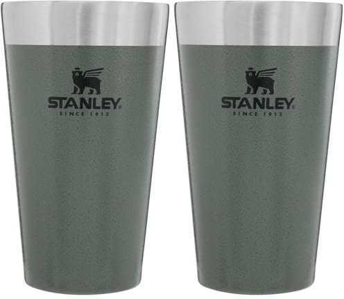 STANLEY Adventure Stacking Beer Pint 0.47L - Termo Mantiene Fría 4 Horas - Jarra Cerveza Acero Inoxidable - Aislamiento al Vacío de Doble Pared - Apta Para Lavavajillas - Hammertone Green
