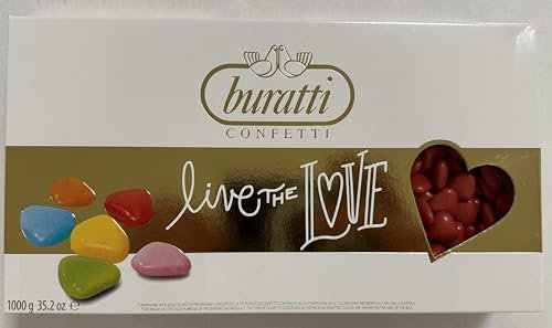Buratti Confetti Confettis au Chocolat Avec Mini Coeurs Rouges 1 Kg